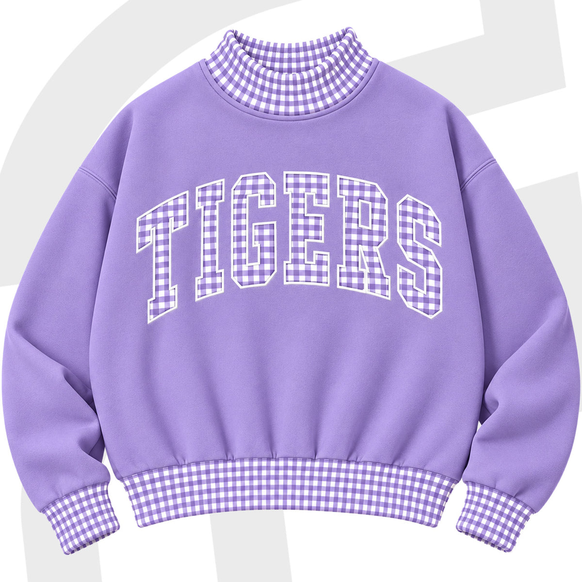 Tigers Gingham Mock-Neck Sweatshirt - ETA November