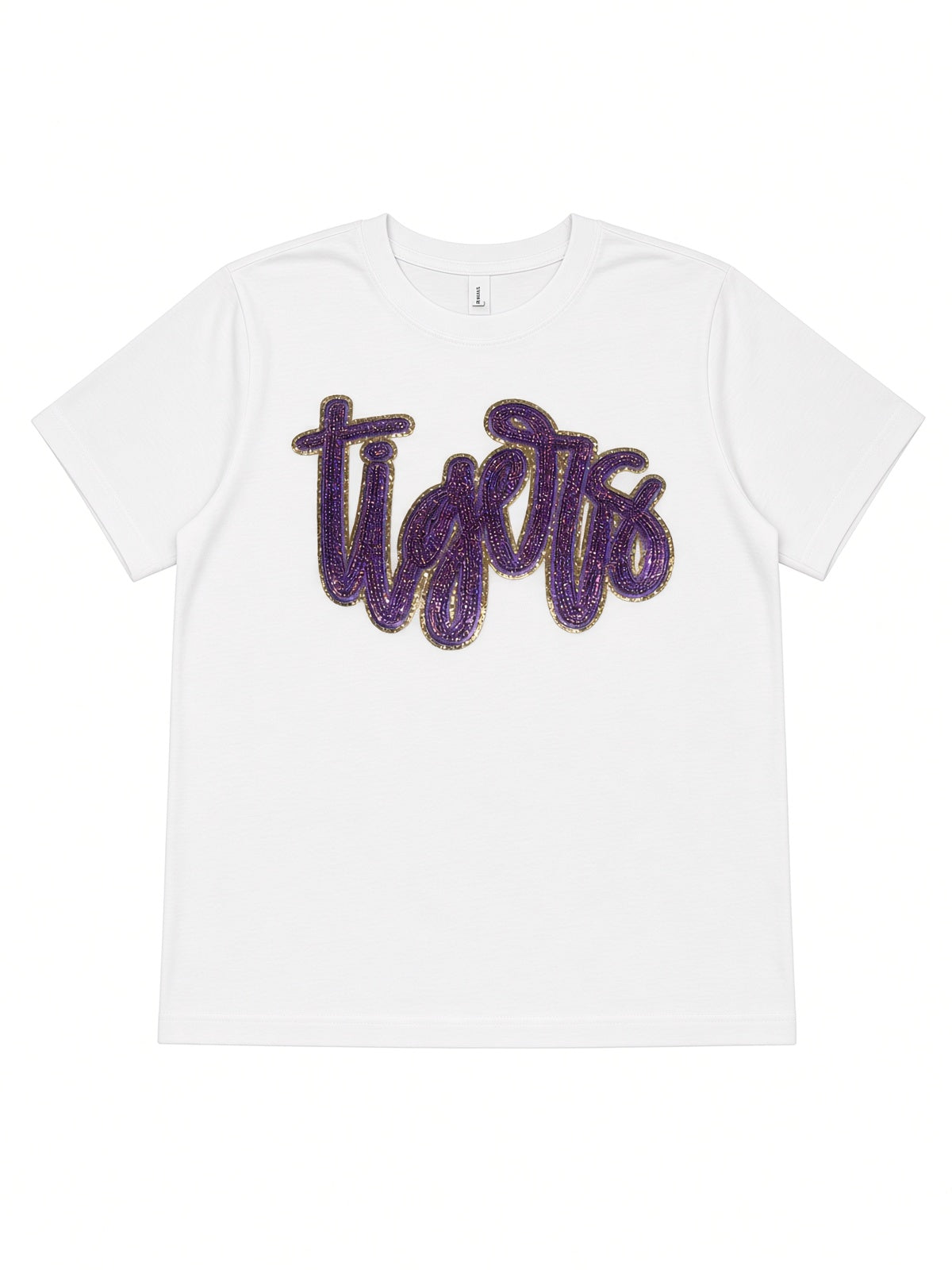 Tiger Sequin Ladies Crop Tee