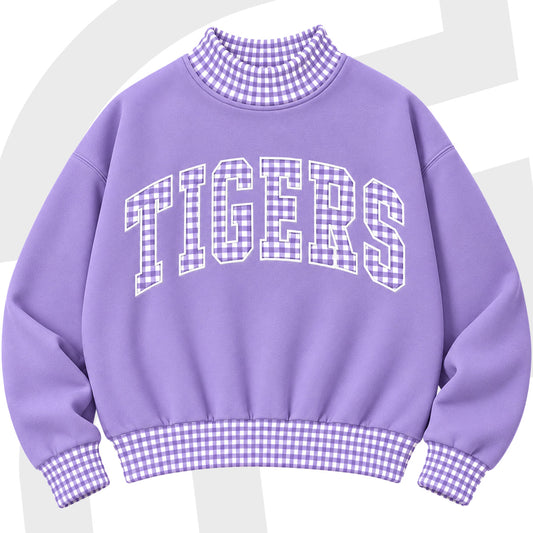 Tigers Gingham Mock-Neck Sweatshirt - ETA November